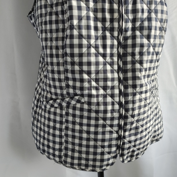 Talbots Woman Navy Blue White Check Vest - Picture 4 of 7